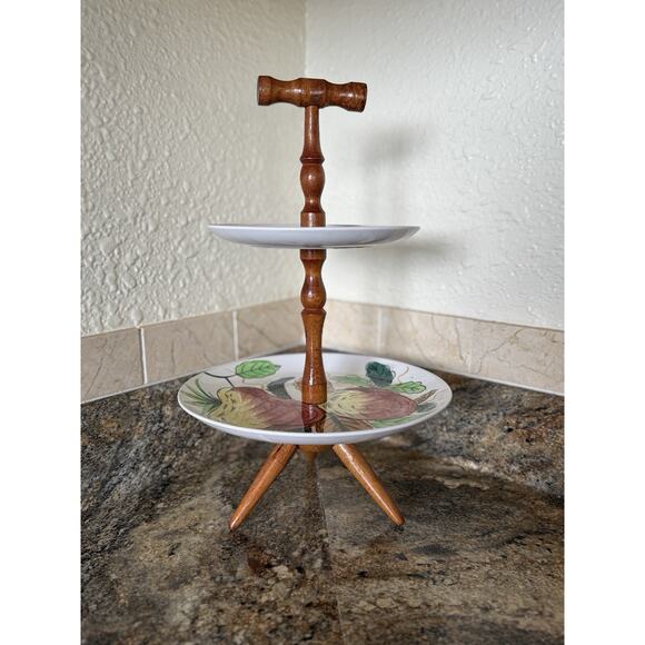 Vtg MCM Ironstone Royal Sealy Tiered Serving Plate Set Japan Hostess Server EUC - Picture 2 of 9